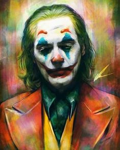 a painting of the joker with his face painted