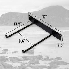 an image of a black and white photo with measurements for the wall mounted shelf brackets