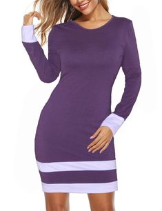 PRICES MAY VARY. MATERIAL: Cotton blend with a good amount of stretch, breathable, skin-touch makes you feeling well. DESIGN: Color block stripes and cuffs, purple color, crew neck, long sleeve slim fit bodycon mini dress, simple and classic design with above knee length cut of the dress that could wear with leggings, boots and scarf in Fall and Winter. HALLOWEEN COSTUME - Throwback to your favorite childhood sleuths, characters from cartoon, Halloween are the time to let your inhibitions take a Long Sleeve Halloween Costume, Mini Purple Dress, Daphne Halloween Costume, Halloween Costume Adult, Daphne Costume, Daphne Dress, Halloween Long Sleeve, Adult Halloween Costumes, Dress Purple