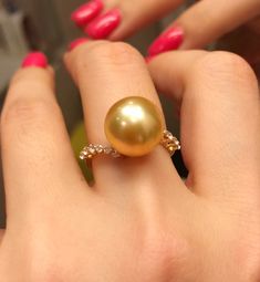 Golden Pearl Ring, Celebrities Jewelry, Red Carpet Celebrities, Oscar Jewelry, South Sea Pearl Ring, Quinceanera Jewelry, Karma Jewelry, Fine Pearl Jewelry, Golden Pearl