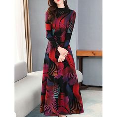 Long Sleeve Dress Red, Ankle Skirt, Cheap Maxi Dresses, Floral Slip Dress, Style Japanese, Dress 16, Dress Red