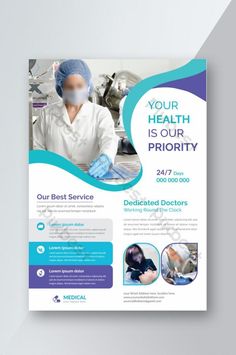 the medical flyer is designed to look like it has an image of a doctor in scrubs