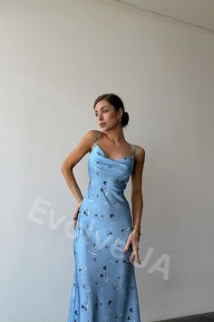 Our blue silk slip dress of midi length is perfect for a party, date and holidays or bachelorette party, as well as for bridesmaids. It's a combination of style, elegance and trends. Dress length is 125cm or 49 1/4 inches. Combines well with various accessories and various types of shoes, including heels and flat-lays. DETAILS - midi silk slip - sleeveless - adjustable shoulder straps - cowl neck MATERIAL Blend of natural silk and polyester SIZES XS = 2 US numeric BUST 33 inches or 84cm WAIST 24 Summer Sleeveless Slip Dress For Prom, Sleeveless Slip Dress For Summer Prom, Sleeveless Summer Prom Slip Dress, Satin Midi Length Slip Dress For Wedding Guest, Satin Midi Slip Dress For Wedding Guest, Spring Wedding Guest Midi Slip Dress, Satin Slip Dress For Brunch, Satin Slip Dress For Spring Wedding Guest, Satin Midi Dress For Wedding Guest With Spaghetti Straps