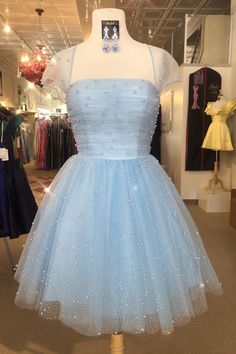 WD0188,Princess Light Sky Blue Homecoming Dress with Pearls on Storenvy Blue Homecoming Dress, Sparkly Shorts, Homecoming Dress Short, Kostum Cosplay, Formal Ball Gown, Tulle Homecoming Dress, Light Sky Blue, Blue Homecoming Dresses, Pearl Dress