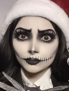 Glam Jack Skellington Makeup, Halloween Makeup Jack Skellington, Jack Skellington Make Up Female, Jack Skeleton Costume Women, Jack Skellington Costume Makeup, Jack Skellington Inspired Makeup, Jake Skellington Makeup, Skeleton Make Up Women, Jack Skellington Face Makeup