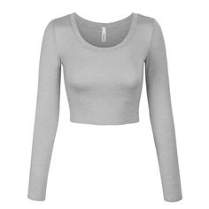 KOGMO Womens Long Sleeve Crop Top Solid Round Neck T Shirt 95% Rayon 5% Spandex Fitted light weight Top Great for layering Made in California - USA Size: M.  Color: Gray.  Gender: female.  Age Group: adult. Long Sleeve Shirt Outfits, Womens Crop Top, Stretchy Crop Tops, Blue Long Sleeve Tops, Grey Long Sleeve Shirt, Blue Long Sleeve Shirt, Stretchy Tops, Blue Crop Tops, Basic Long Sleeve