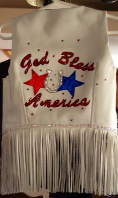 Let's Rodeo vest- back side God Bless America Rodeo Queen Outfits, Rodeo Queen Clothes, Elvis Costume, Queen Clothes, Western Show Shirts, Cowgirl Stuff, Rhinestone Cowboy, Queen Outfits, Horseshoe Projects