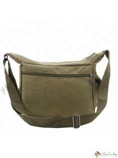 Bird in Bag - Khaki Canvas Shoulder Bag Large Capacity Multilayer Messenger Bag Casual Khaki Tote Shoulder Bag, Large Capacity Khaki Satchel For School, School Satchel In Khaki With Large Capacity, Casual Canvas Satchel With Zipper Pocket, Casual Satchel Backpack With Zipper Pocket, Khaki Softback Bag With Adjustable Strap, Casual Khaki Tote Bag, Casual Khaki Canvas Shoulder Bag, Casual Softback Shoulder Bag With Zipper Closure