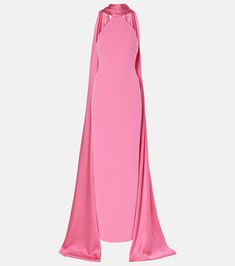 Ophelia crêpe gown in pink - Solace London | Mytheresa Luxury Pink Semi-stitched Gown, Luxury Pink Chiffon Gown, Luxury Pink One-shoulder Maxi Dress, Elie Saab Pink Gown, Pink Dress Moda Operandi, Solace London, London Outfit, Pink Gowns, Ladies Of London