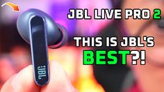 a person holding up an earbud with the words, jbl live pro 2 this isob's best?