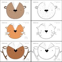 four different types of beavers with their faces cut out