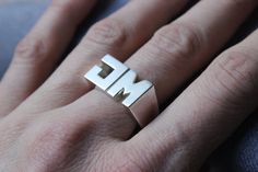 XL Personal Ring Sterling silver, Signet ring, Name Initials ring, Monogram Ring, Made to order For Ring Name, Dainty Initial Necklace, Cocktail Earrings, Handmade Sterling Silver Rings, Monogram Ring, Name Initials, Silver Signet Ring, Initial Ring, Jewelry Inspo