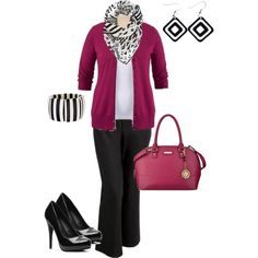 A fashion look from January 2014 featuring Old Navy pants, Michael Antonio pumps and Anne Klein handbags. Browse and shop related looks. Work Clothes Ideas, Trendy Plus Size Fashion, Look Plus Size, Plus Size Fashions, Gorgeous Clothes, Plus Size Style, Outfits For Work, Plus Size Clothes