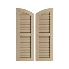 two open wooden shutters on a white background