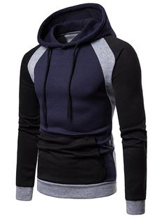 Color Blocking Casual Drawstring Hoodie - Cadetblue - 3Y91791215 - Men's Clothing, Men's Hoodies & Sweatshirts  #MensHoodiesSweatshirts #Men's #Clothing # #Men's #Hoodies #& #Sweatshirts Matching Hoodies, Mens Hoodies, Mens Cuts, Pocket Hoodie, Drawstring Hoodie, Mens Sweatshirts Hoodie, Hooded Pullover, Mens Clothing, Casual Hoodie