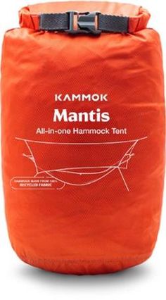 an orange bag with the words namtok mantis all - in - one hammock tent on it