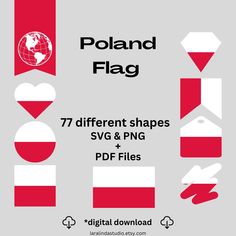 the poland flag with different shapes and sizes