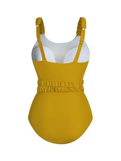 Brighten your beach day with a vintage splash in this high-saturation yellow swimwear! Adjustable wide straps and a stylish ruched waistbelt elevate your waistline and your spirits. Features: High-saturation yellow for a classic and vintage look Main Fabric Composition: 88% Nylon Lining Composition: 18% Polyester High-cut design elongates the legs. Imported sewing thread ensures precise sewing techniques. Equipped with removable chest pads. Waist decoration that enhances the waistline Yellow Swimwear, Yellow Swimsuits, Retro Swimsuit, High Cut, Sewing Thread, Wide Straps, Cut Design, Sewing Techniques, Beach Day