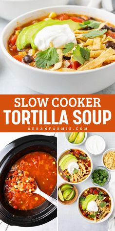 This slow cooker tortilla soup is smoky, hearty, and topped your way! Easy to make, endlessly customizable, and the perfect meal for busy days or cozy nights. Protein Packed Dinner, Slow Cooker Tortilla Soup, Chicken Tortilla Soup Crock Pot, Slow Cooker Chicken Tortilla Soup, Chicken Tortilla Soup Easy, Chicken Tortillas Soups Recipe, Recipe List, Easy Slow Cooker Chicken, Tortilla Soup Recipe