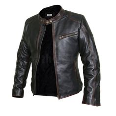 Elegant Black Cafe Racer Leather Jacket with Chocolate Lining - Leather Skin Shop Leather Long-sleeve Outerwear For Biker Events, Leather Long Sleeve Outerwear For Biker Events, Long Sleeve Leather Outerwear For Biker Events, Biker Style Long Sleeve Leather Jacket, Black Cafe Racer, Pink Biker Jacket, Racer Leather Jacket, Racer Jackets, Purple Leather Jacket