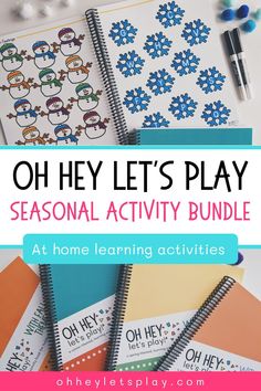 the oh hey let's play seasonal activity bundle is shown with markers and pens