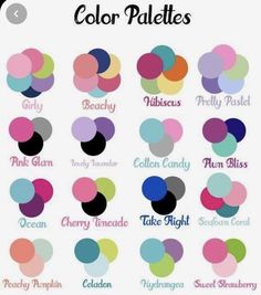 the color palettes are all different colors