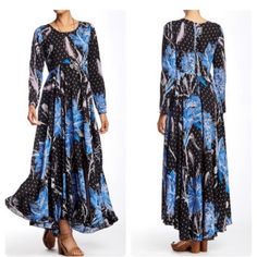 This Is A Beautiful Long Sleeve Maxi Free People Dress With Buttons In The Back And Attached Black Slip On The Inside. Never Worn Two Buttons On The Back For Closure From The Waist Up Boho Long Sleeve Dress, Long Sleeve Boho Dress, Dress With Buttons, Free People Boho, Black Slip On, People Dress, Long Sleeve Maxi, Black Slip Ons, Free People Dress