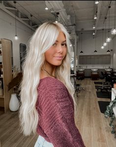 Light Blonde Hair With Extensions, Pretty Hair Color Blonde, Gray Toned Blonde Hair, Pretty Blonde Hair Highlights, Light Icy Blonde Hair, Full Blonde Color, Really Blonde Hair Color Ideas, Cool Bright Blonde Hair, Blonde Hair Highlights On Blonde Hair