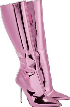 Chic Snip Toe Knee-high Party Boots, Chic Snip Toe Knee-high Boots For Party, Modern Knee-high Party Boots, Pink Leather Knee-high Boots With Pointed Toe, Pink Leather Knee-high Boots For Party, Leather Knee High Boots, Paris Texas, Knee High Leather Boots, High Boots