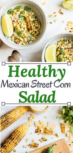 healthy mexican street corn salad with cilantro, lime and parmesan cheese