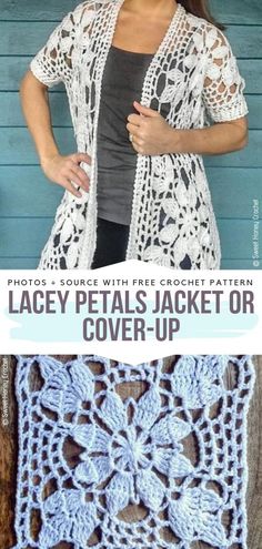 the lacy petals jacket or cover - up is an easy crochet pattern