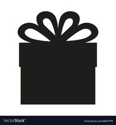 a black and white gift box icon