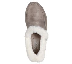 Cuddle up in comfort with Skechers Hands Free Slip-ins Cozy Escape. This casual slipper features a 3M Scotchgard treated vegan leather upper with faux-fur trim, and a cushioned Skechers Memory Foam footbed. | Skechers Women's Slip-ins: Cozy Escape Bootie Shoes | Medium Width | Skechers Hands Free Slip-ins for an easy fit | Skechers Memory Foam cushioned comfort footbed | Crafted with 100% vegan materials | Vegan leather upper | Faux-fur lining and trim | Slip-on casual comfort slipper design | I Comfortable Slip-on Faux Fur Slippers, Cushioned Slip-on Faux Fur Slippers, Comfortable Faux Fur Slippers With Cushioned Footbed, Faux Fur Lined Comfy Slippers, Winter Slip-on Slippers With Faux Fur Trim, Casual Faux Fur Slip-on Slippers, Comfortable Slippers With Faux Fur Lining For Fall, Comfortable Winter Slippers With Faux Fur Trim, Comfy Synthetic Slippers With Faux Fur Lining