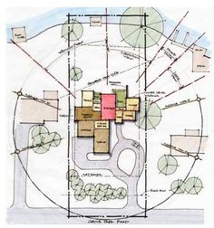 a drawing of a plan for a park with lots of trees