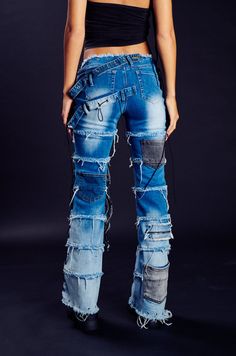 LAY LOW DISTRESSED DENIM FLARE PANT – AKIRA Denim Blue Patchwork Bottoms, Light Wash Ripped Rigid Denim Bottoms, Ripped Light Wash Rigid Denim Bottoms, Fitted Distressed Flare Jeans In Rigid Denim, Fitted Distressed Denim Cargo Jeans, Patchwork Denim Blue Denim Bottoms, Patchwork Denim Blue Bottoms, Medium Wash Patchwork Bottoms For Streetwear, Patchwork Medium Wash Bottoms For Streetwear