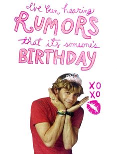 a young man holding his hands to his face with the words, we are ten famous rumors that it's someone's birthday