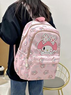 Carry your essentials in this adorable backpack that showcases a playful Hello Kitty design. The spacious compartments and durable construction make it both cute and practical for daily use, adding a touch of fun to your outfit. Kawaii aesthetic Sanrio characters: hello kitty, kuromi, cinnamoroll, pochacco, my melody, pompompurin Zip closure Side water pocket Laptop, tablet pocket inside Size: length 30cm (11.81inch), height 43cm (16.92inch) Aesthetic Sanrio, Hello Kitty Design, Rave Looks, Hip Hop Fashion 90s, Hello Kitty Kuromi, Fall Sweaters For Women, Crop Pullover, Kuromi Cinnamoroll, Denim Hoodie