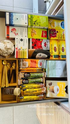 an open drawer filled with books and other items