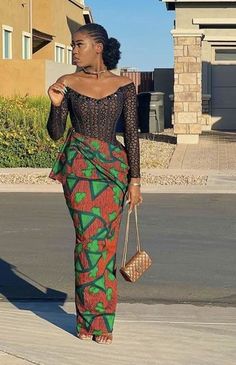 Enhance your style with this exquisite African Print And Lace Corset Mermaid Dress.  Embrace elegance and culture in this stunning piece - perfect for any formal event. Step into sophistication with this unique Black Pencil Dress and make a statement that's bound to turn heads.  Experience the beauty of a Long Ankara Dress with a modern twist - shop now and stand out from the crowd! Ankara Corset Dress, Ankara Dress Styles, African Print Dress Ankara, Ankara Gown Styles