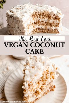 the best ever vegan coconut cake on a plate