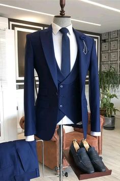 Prom Men, Prom Suits For Men, Blue Suit Wedding, Suits Men Business, Classy Suits, Wedding Outfit Men