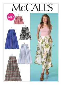 a woman's skirt, top and pants sewing pattern from the mccalls catalogue