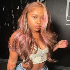 CheetahBeauty Hair Pink Balayage HD Transparent Lace Wig Cut From One Donor Cuticle Aligned Virgin Human Hair. Pink Balayage Color 4x4 Lace Closure Wig. Pink Balayage Color 13x4/13x6 Lace Frontal Wig. Pre-plucked Lace Wig With Baby Hair. Free Shipping 30 Days No Reason Return To Guarantee your Shopping. Brown Hair With Blonde Balayage, Pink Balayage, Balayage Brown, Skunk Stripe, Dyed Hair Inspiration, Human Wigs, Pink Highlights, Hair Color Pink