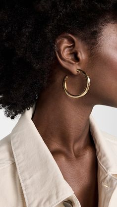 Jenny Bird Slim Doune Hoops | Shopbop Elegant Brass Jewelry With Gold-tone Hardware, Luxury Metal Hoop Earrings For Formal Occasions, Designer Gold-tone Brass Jewelry, Luxury Brass Jewelry With Gold-tone Hardware, Luxury Gold-tone Brass Jewelry, Designer Brass Jewelry For Formal Occasions, Classic Gold Jewelry With Brass Hardware, Classic Brass Jewelry, Classic Formal Jewelry With Brass Hardware