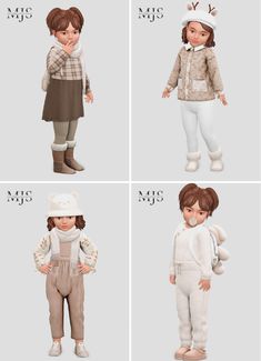 four children's clothing styles for different ages