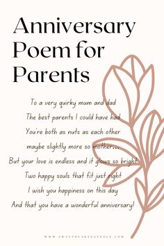 Collection of Beautiful Anniversary Poems for Parents Quotes For Anniversary Parents, Anniversary Art Ideas For Parents, Parents Anniversary Message, Short Anniversary Quotes For Parents, Anniversary Thoughts For Parents, 50th Anniversary Poems For Parents, Anniversary Cards To Parents, Anniversary Gift Cards For Parents