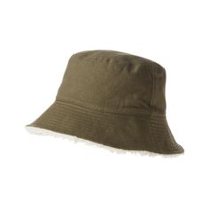 Get a versatile look with the Dorfman Pacific Reversible Sherpa Bucket Hat for Ladies. The durable canvas side is made from 100% cotton and has multi-row brim stitching to help maintain the classic bucket hat shape. On the reverse side is a soft, 100% polyester sherpa. This hat offers the perfect amount of warmth and style on a cool day. Imported.   100% cotton canvas  100% polyester sherpa  Reversible style  Multi-row brim stitching Everyday Cotton Brimmed Bucket Hat, Khaki Wide Brim Cotton Hat, Khaki Cotton Wide Brim Hat, Khaki Cotton Bucket Hat With Curved Brim, Khaki Brimmed Cotton Bucket Hat, Khaki Cotton Sun Hat With Curved Brim, Khaki Brimmed Cotton Sun Hat, Khaki Cotton Bucket Hat With Short Brim, Khaki Cotton Brimmed Sun Hat