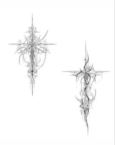 two drawings of crosses on a white background