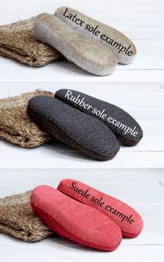 three pairs of slippers with names on them, one for men and the other for women