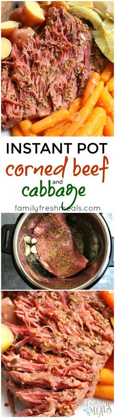 instant pot corned beef and cabbage recipe in the crockpot with text overlay